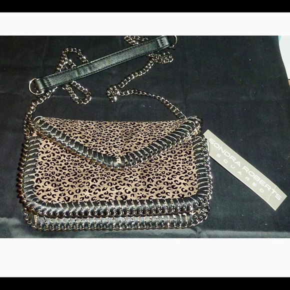 SONDRA ROBERTS Flap Cheetah Animal Print Bronze Shoulder bag Crossbody NWT - Picture 5 of 9